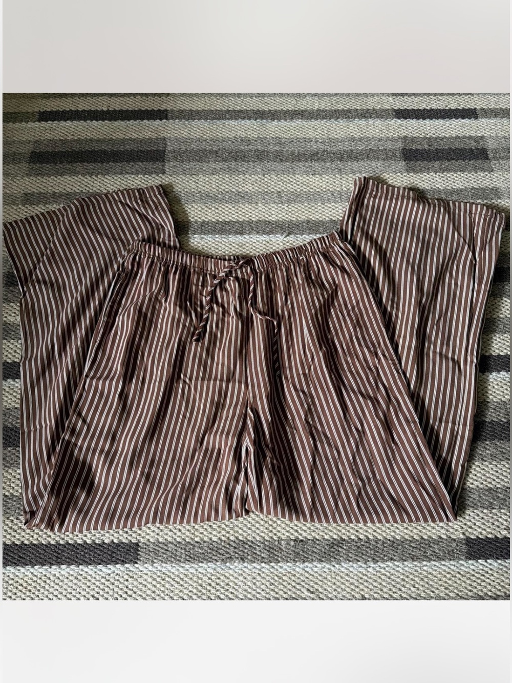 Striped Elastic-Waist Lounge Trousers - Brown/White